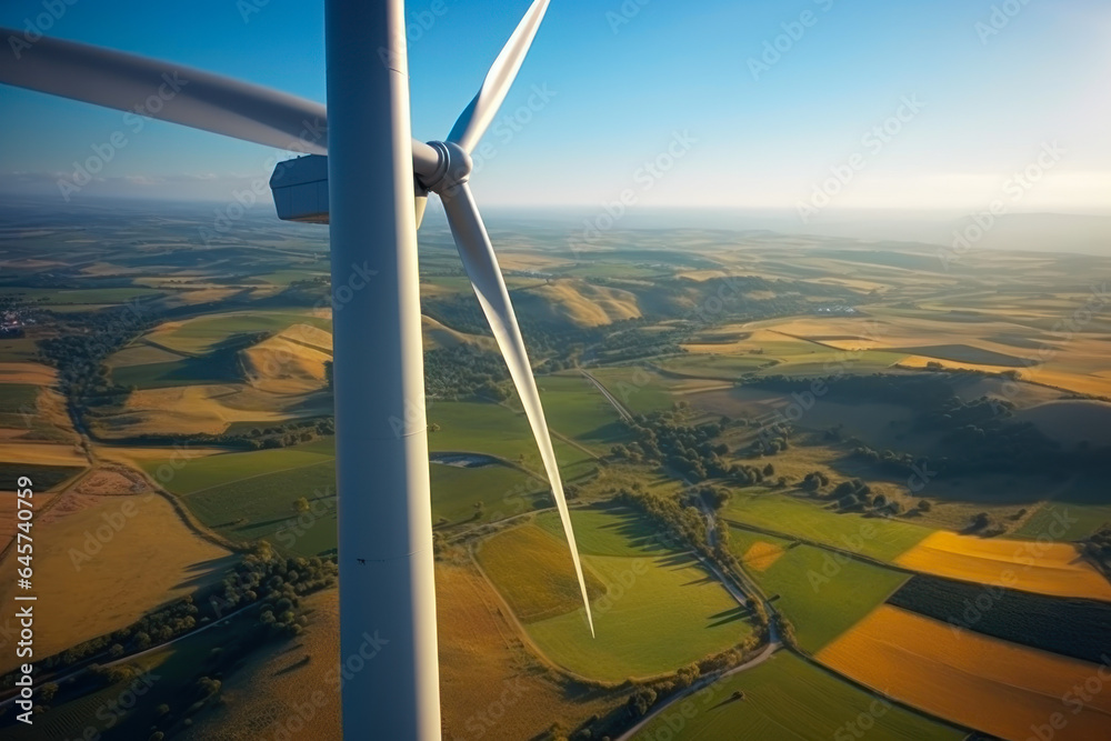 Fototapeta premium Windturbines at sunset in the beatiful countryside landscape