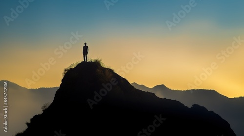 silhouette of a person on a mountain top © Muhammad