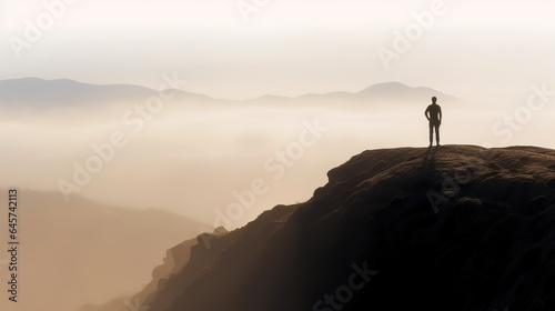 silhouette of a person on a mountain top