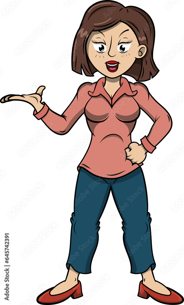 Mujer parada de frente presentandose. Mujer parada de frente presentandose.