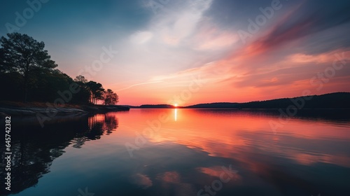 sunset over the lake