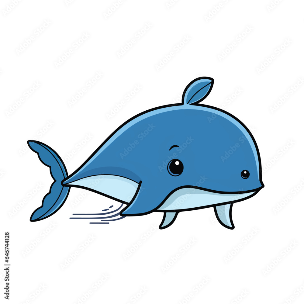Blue whale tshirt design graphic, cute happy kawaii style, clear outline Blue whale tshirt design graphic, cute happy kawaii style, clear outline