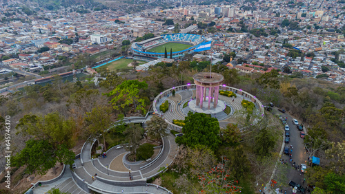 Aerial View of Honduras' National Flag in Tegucigalpa, Honduras photo