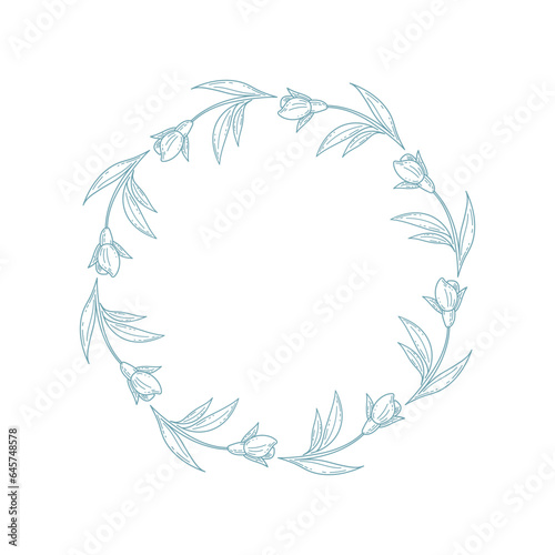 Vector floral frame in doodle style with flowers. Design for creating invitations, posters, cards.
Romantic template for wedding, valentine's day. 