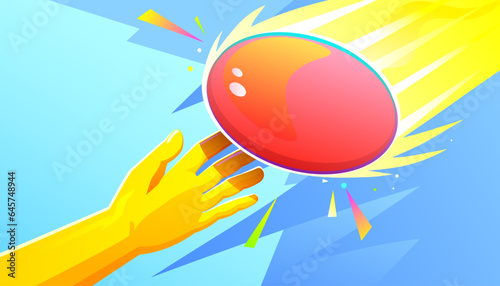 The hand throwing a frisbee disk on abstract background. Sport and games