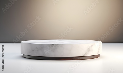 minimalist marble podium with white background, ai generative
