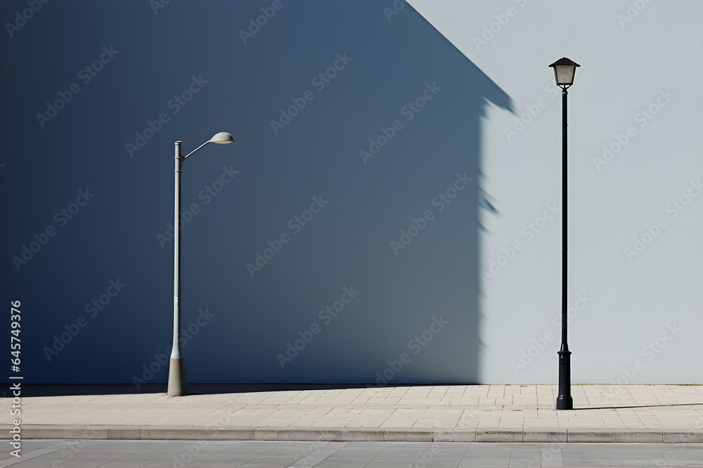 two street lights in the city - obrazy, fototapety, plakaty 
