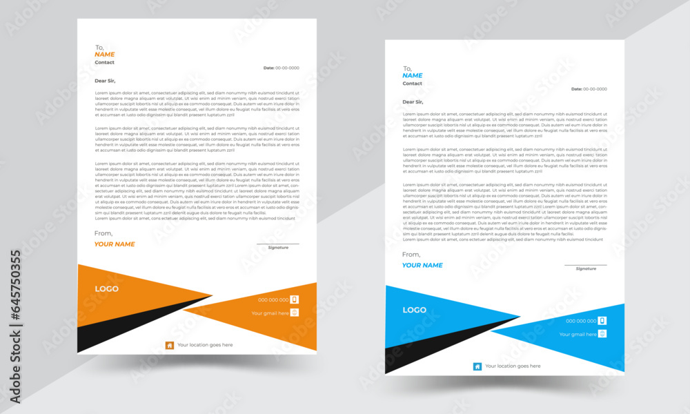 Simple creative modern clean letterhead design set a4 sizes.