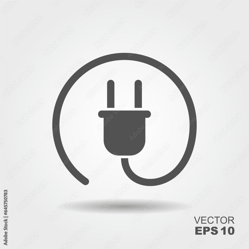 Electric plug. Flat house icon with shadow.