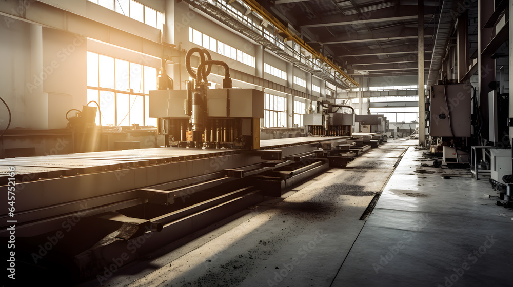 Obraz premium CNC turning drill milling factory processes steel turbine part process. Metal machine tools industry banner. Generation AI.