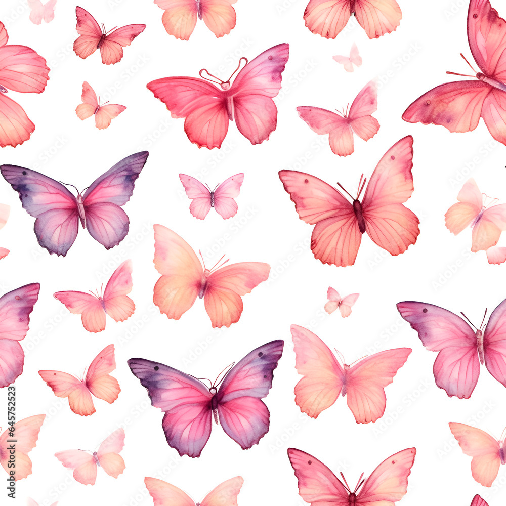Obraz premium seamless pattern with butterflies,fly,spring,collection,butterflys,beauty,pink,Ai generated