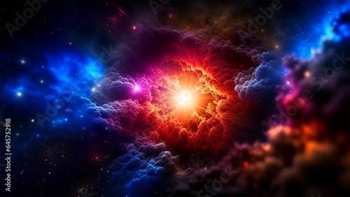 Space galaxy colorful supernova star background, universe magic starry sky, gas cloud in deep outer cosmos. photo