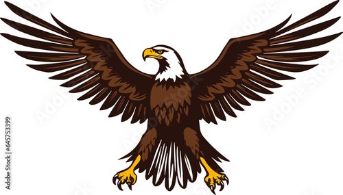 Illustration of wild bald eagle mascot. Vector.
