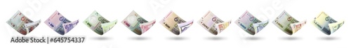 Set of Uruguayan peso notes in different denominations. 3d illustration