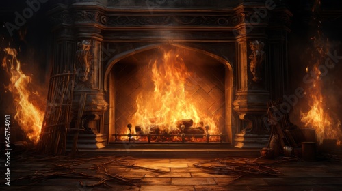 fire in the fireplace