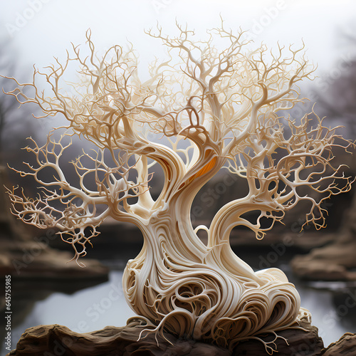 Fractal design resembling a tree with self-similar branching structures - Abstract Art