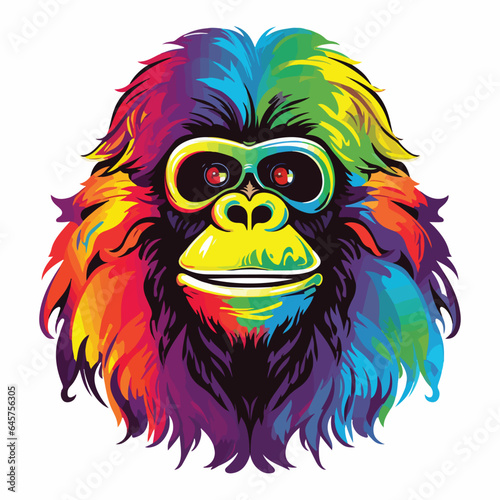Gorilla tshirt design graphic, cute happy kawaii style