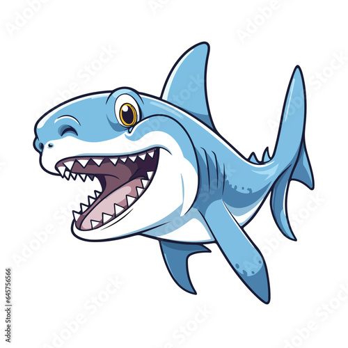 Hammerhead shark tshirt design graphic, cute happy kawaii style