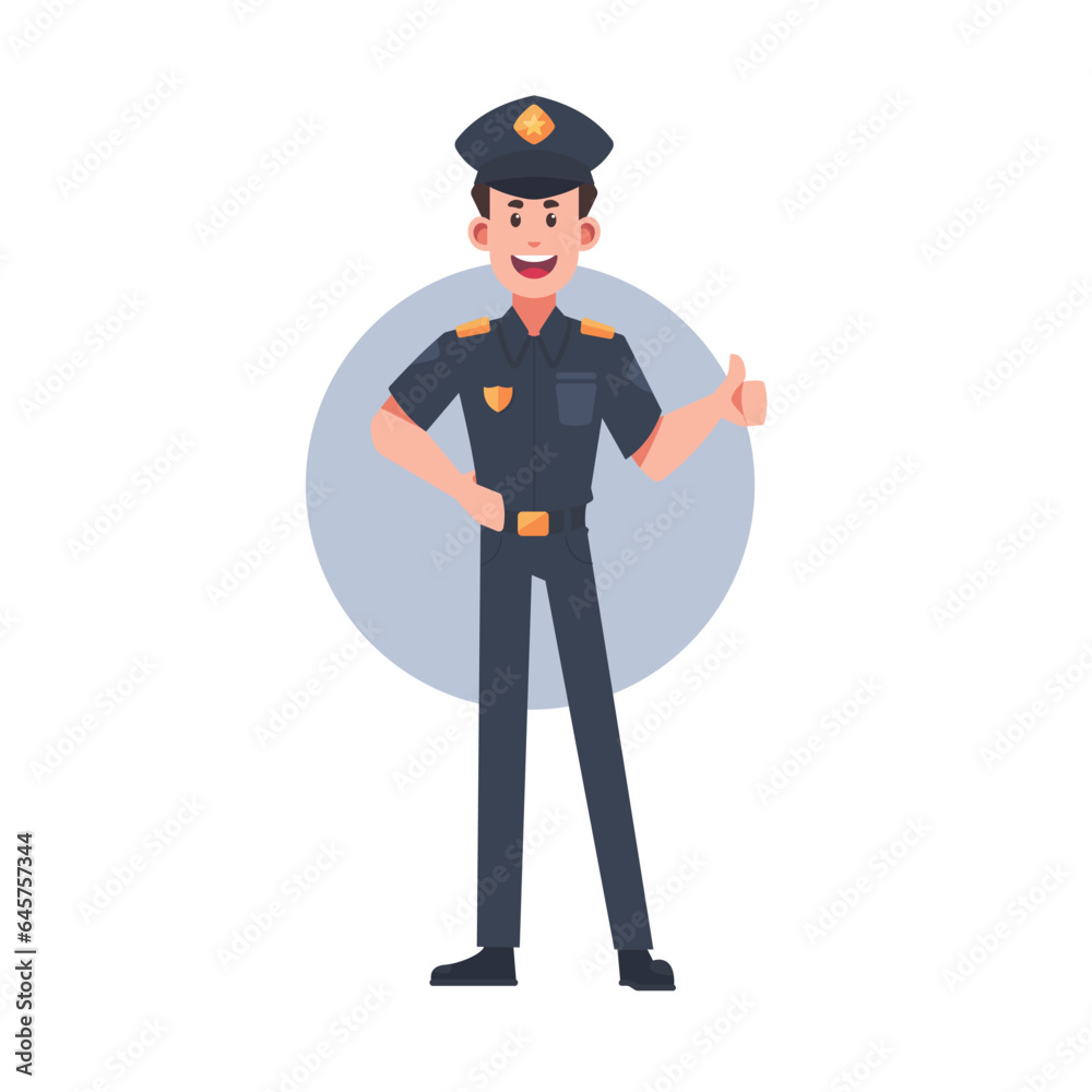 police character illustration in flat design style