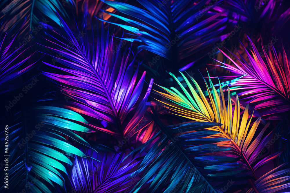 Generative ai collage image picture of mystical magic exotic forest with shiny neon illumination Generative ai collage image picture of mystical magic exotic forest with shiny neon illumination