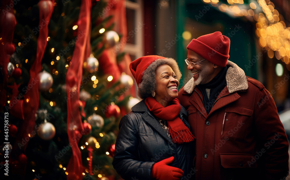 Christmas Joy Together: An Older African Couple Smiles Brightly in Christmas Hats, Savoring the Festive Atmosphere.
Christmas Joy Together: An Older African Couple Smiles Brightly in Christmas Hats, Savoring the Festive Atmosphere.