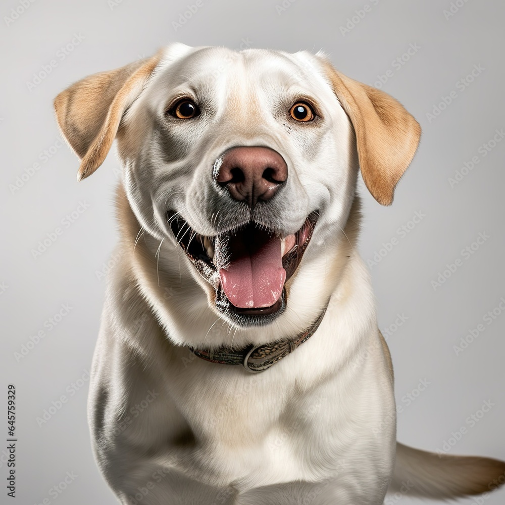 A minimalist photograph of a dog isolated in front of a solid white color background A minimalist photograph of a dog isolated in front of a solid white color background