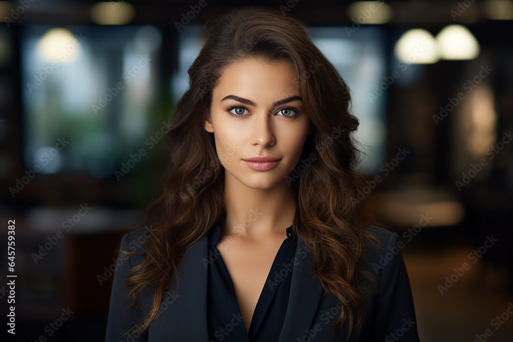 Generative AI portrait of gorgeous office worker young female woman business meeting Generative AI portrait of gorgeous office worker young female woman business meeting