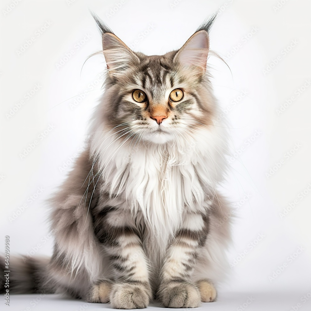 A minimalist photograph of a cat in front of a solid white color background A minimalist photograph of a cat in front of a solid white color background