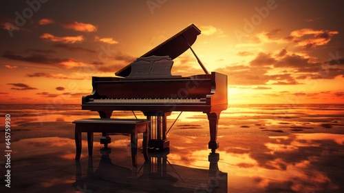 piano and sunset
