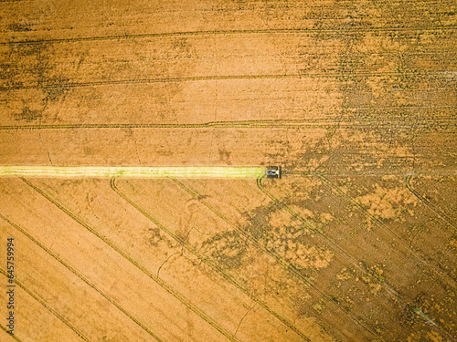 Aerial view of combine harv...