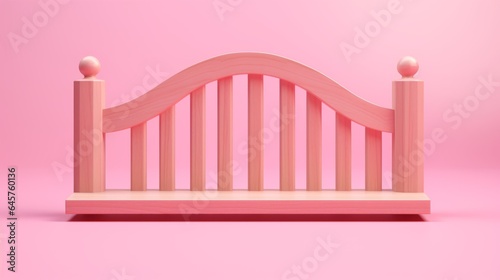 Pink Garden fence wooden icon isolated on pink background. Minimalism concept