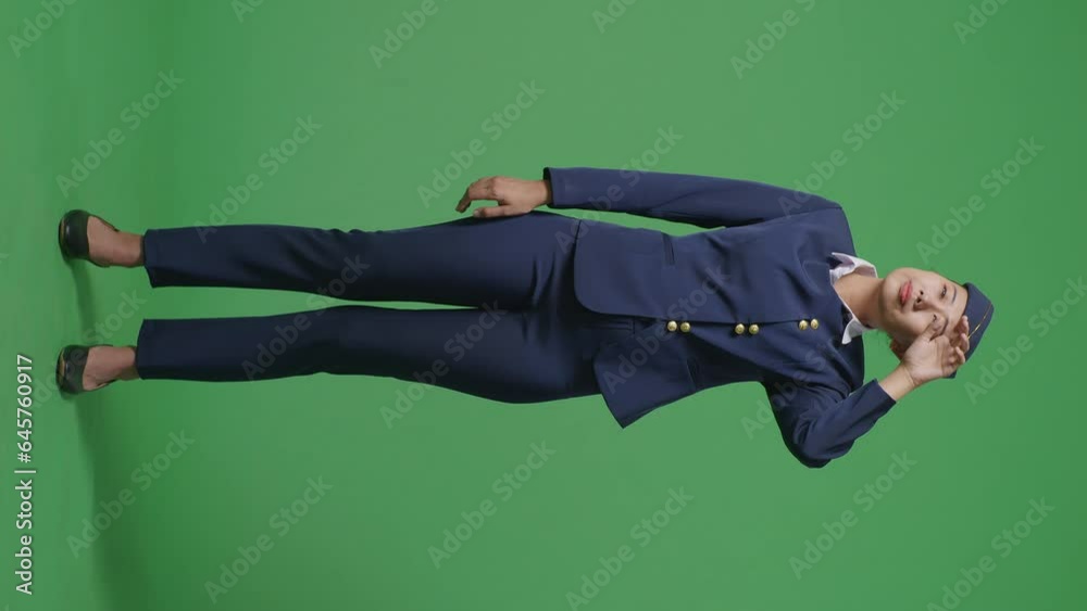 Full Body Of Asian Woman Air Hostess Wiping The Sweat And Being Tired While Standing In The Green Screen Background Studio
Full Body Of Asian Woman Air Hostess Wiping The Sweat And Being Tired While Standing In The Green Screen Background Studio