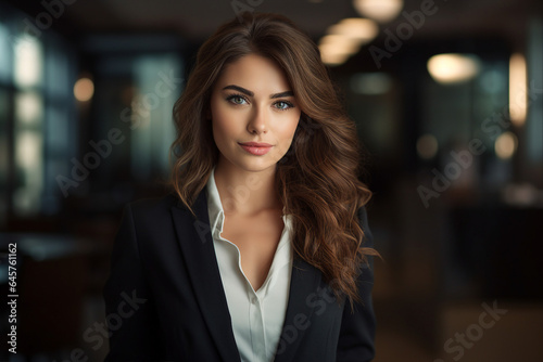 Generative AI picture portrait of attractive office worker young woman