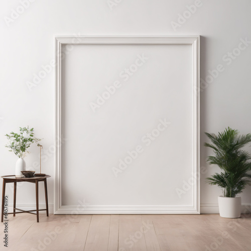 Mock up poster frame in modern interior background 