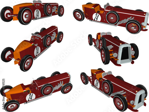 Sketch vector illustration of classic old retro racing car design for collection stash