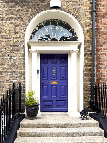 A famous purple painted Georgian door in Dublin, Ireland