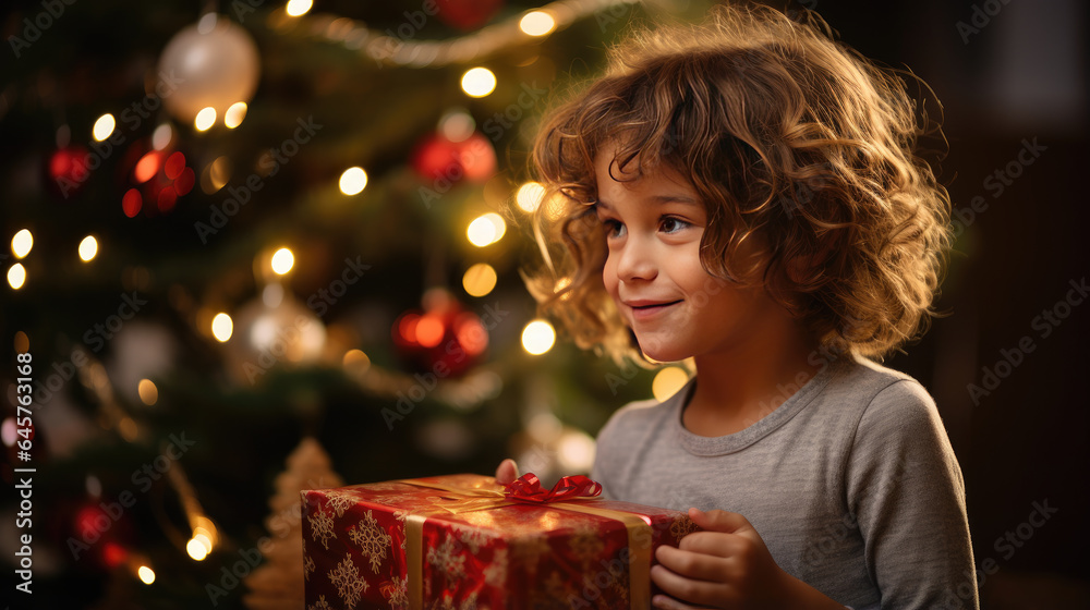 The child received a gift for Christmas. The child received a gift for Christmas.