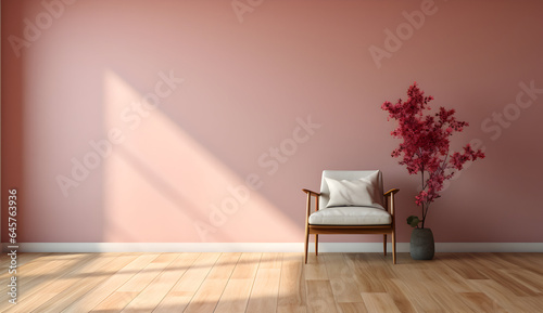 Photo living room with sunlight shining through the windows and fresh flowers generative ai