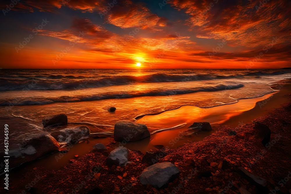 sunset over the sea4k HD quality photo. 