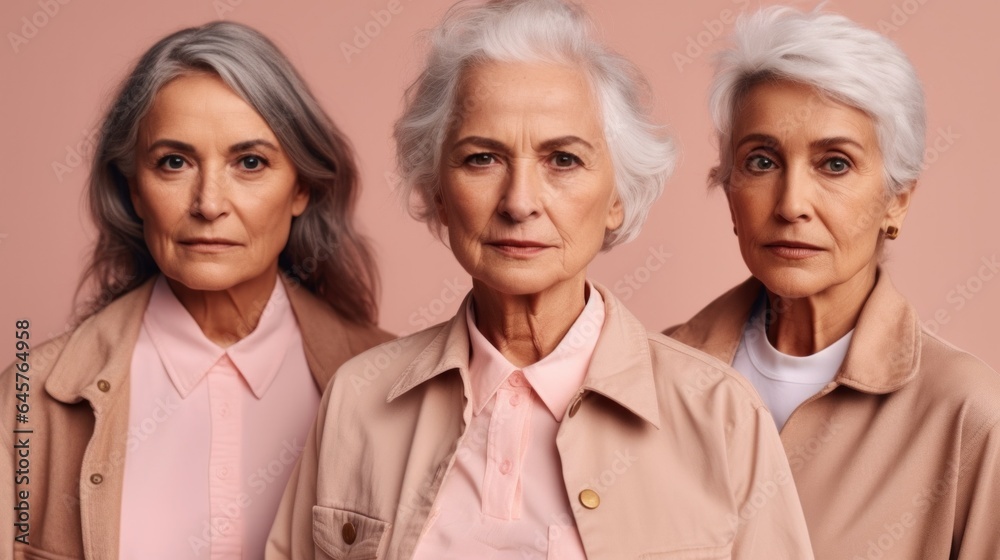 Seniors wearing neutral clothes and displaying anger in a studio setting. Generative AI Seniors wearing neutral clothes and displaying anger in a studio setting. Generative AI