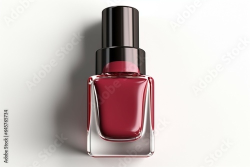 Vibrant maroon nail polish bottle, 3D rendered with white background