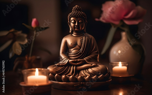 Buddha statue sitting in meditation  Generative AI
