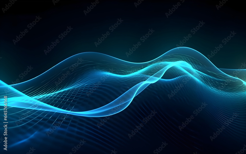 Abstract blue smooth wave background, Generative AI Abstract blue smooth wave background, Generative AI