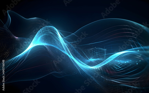 Abstract blue smooth wave background, Generative AI
