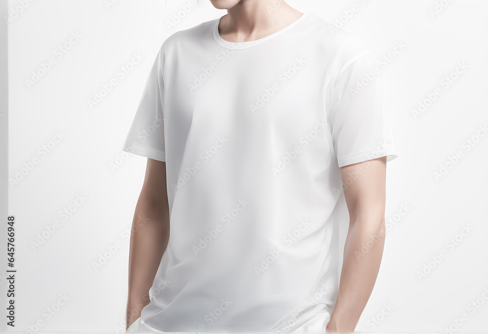 A people wearing a light-colored white T-shirt elegant white sign. white t-shirt for copy Space for font or ideas, A space for putting characters or creating anything. Generative AI, illustration A people wearing a light-colored white T-shirt elegant white sign. white t-shirt for copy Space for font or ideas, A space for putting characters or creating anything. Generative AI, illustration
