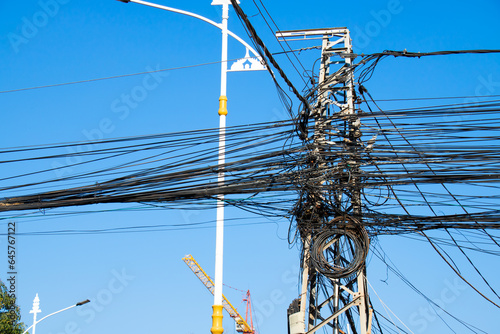 Utility pole in Vientiane, Laos 