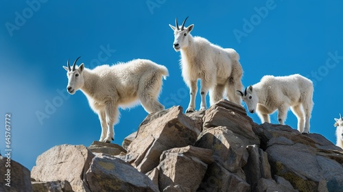 A photograph of an animal in front of blue sky