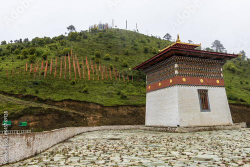 View of Palela Chorten at Pele La Pass in Bhutan. photo