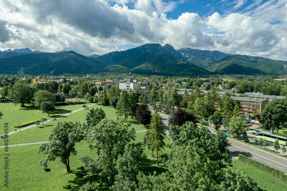 Zakopane resort town from a height, Poland