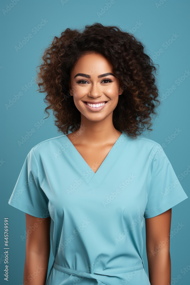 nurse in scrubs and smiling reassuringly nurse in scrubs and smiling reassuringly